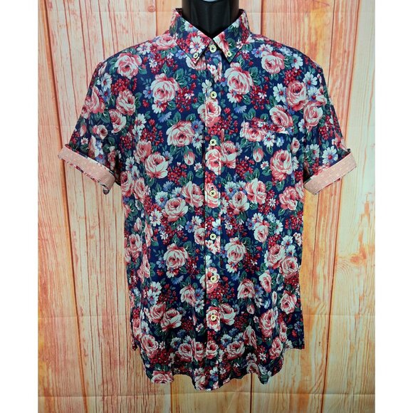 7 Diamonds Mens Floral Short Sleeve Shirt Medium Vintage Collection - Picture 1 of 7